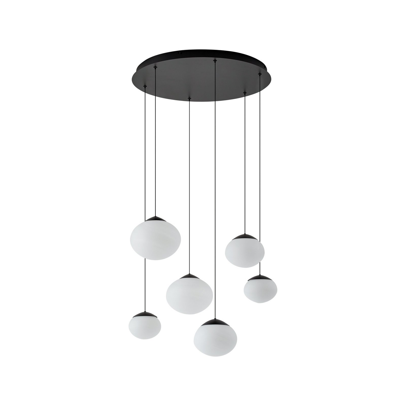 Tivar LED hanglamp, 6-lamps, zwart/wit, glas - Lucande Tivar LED hanglamp, 6-lamps, zwart/wit, glas - Lucande