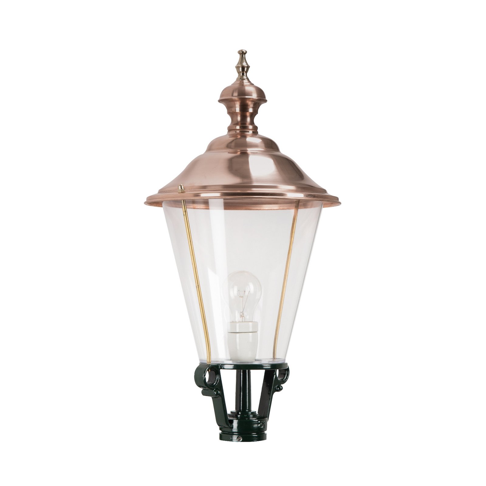 Wegeleuchte K3b mit Kupferdeckel, grün