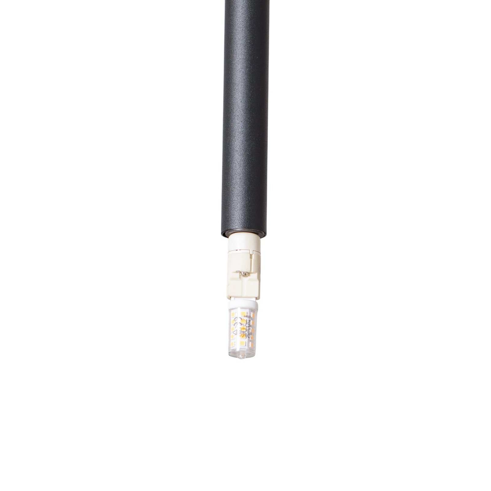 Lámpara colgante Piano, negra, Ø 2,5 cm, acero/plástico
