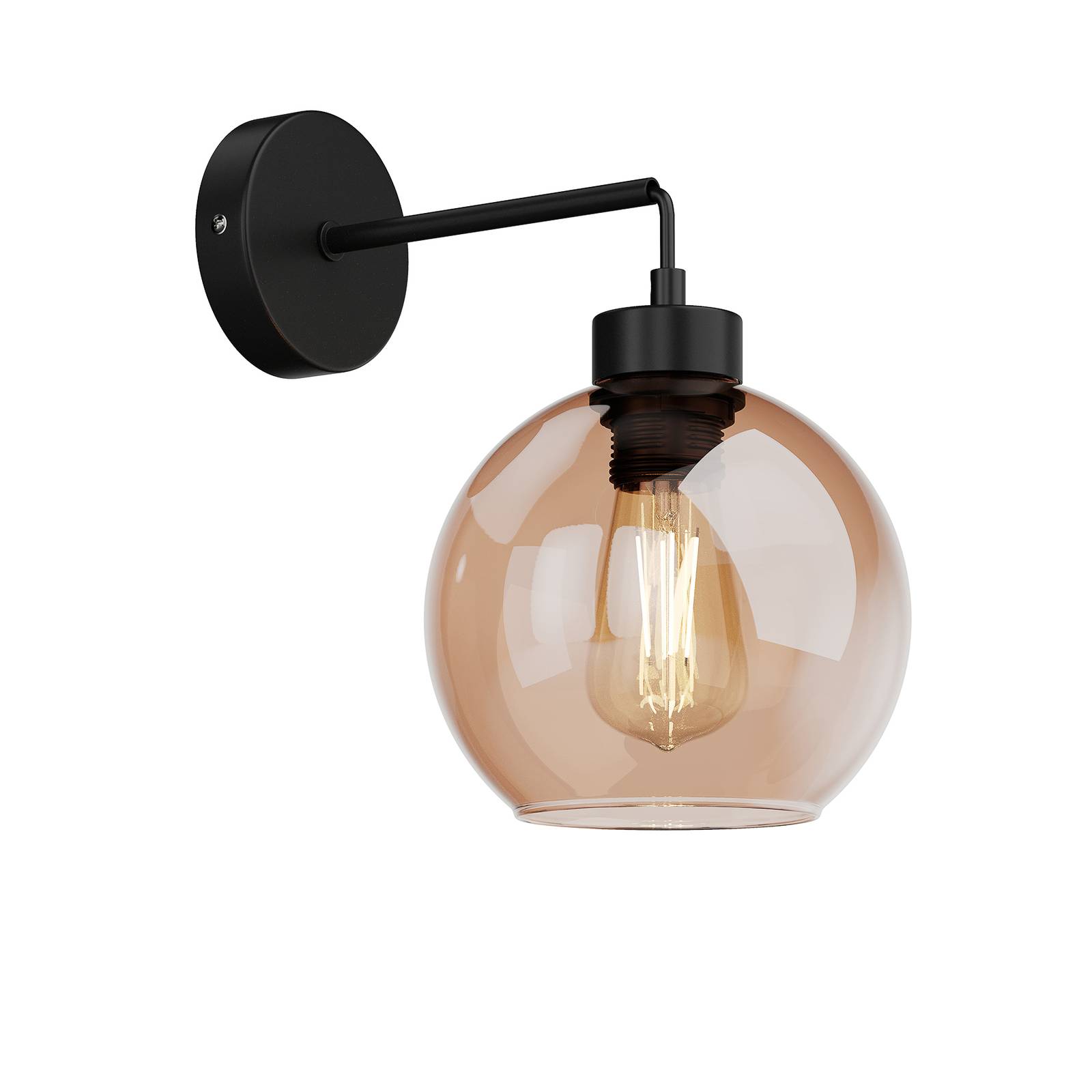 euluna - lampa ?cienna cubus ze szk?a, czarna/bursztynowa, do salonu / jadalni, szk?o, metal, e27, 60w, szer. 18 cm, wys. 30 cm