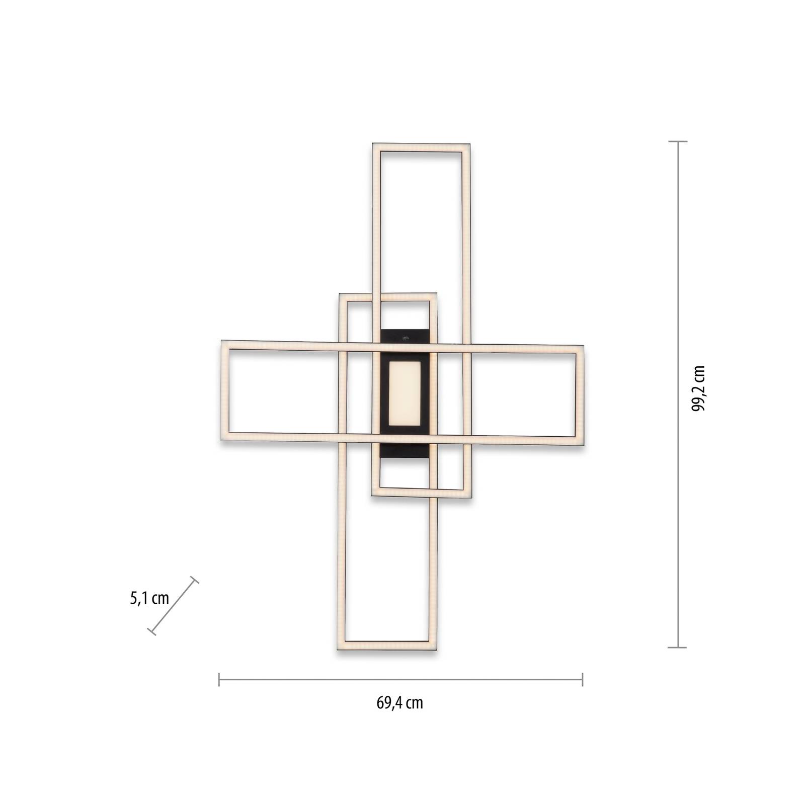 Lampa sufitowa LED Asmin, CCT, czarna, 98,9x69,4cm