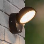 Finn LED wall light, black, IP54, day/night sensor