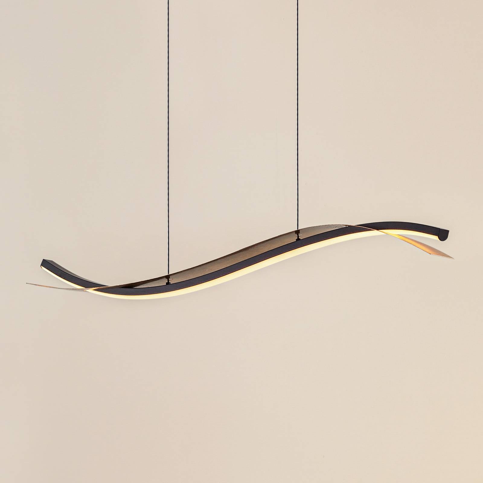 Lucande Żyrandol LED Alevia, czarny/złoty, CCT
