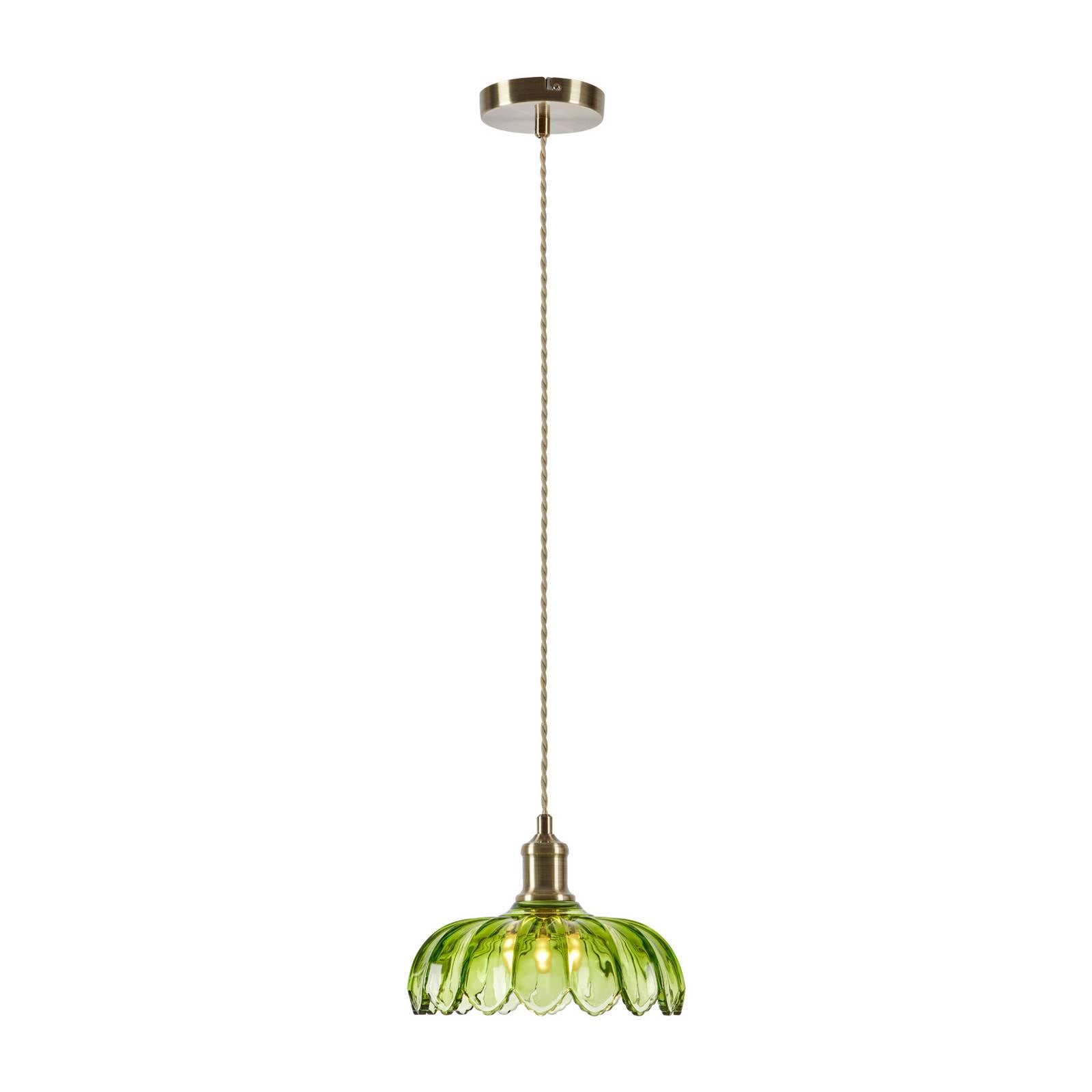Markslöjd Suspension Kurage, laiton vieilli/vert, verre, Ø 26 cm, E27