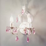 Aplique Kate, 2 luces, blanco, cristales rosas