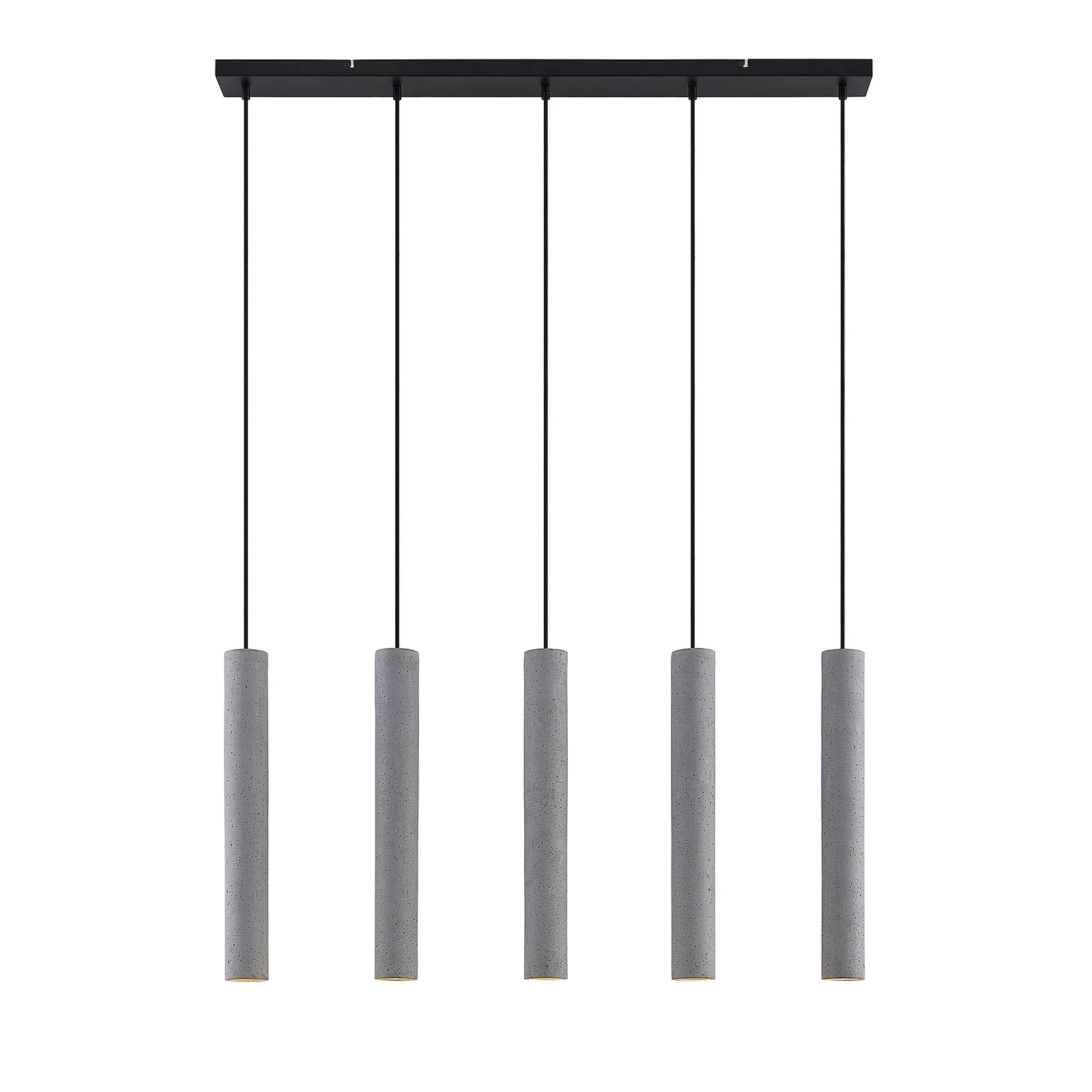 Lampada a sospensione Lindby Concretto, 100 cm, grigio, a 5 luci, cemento