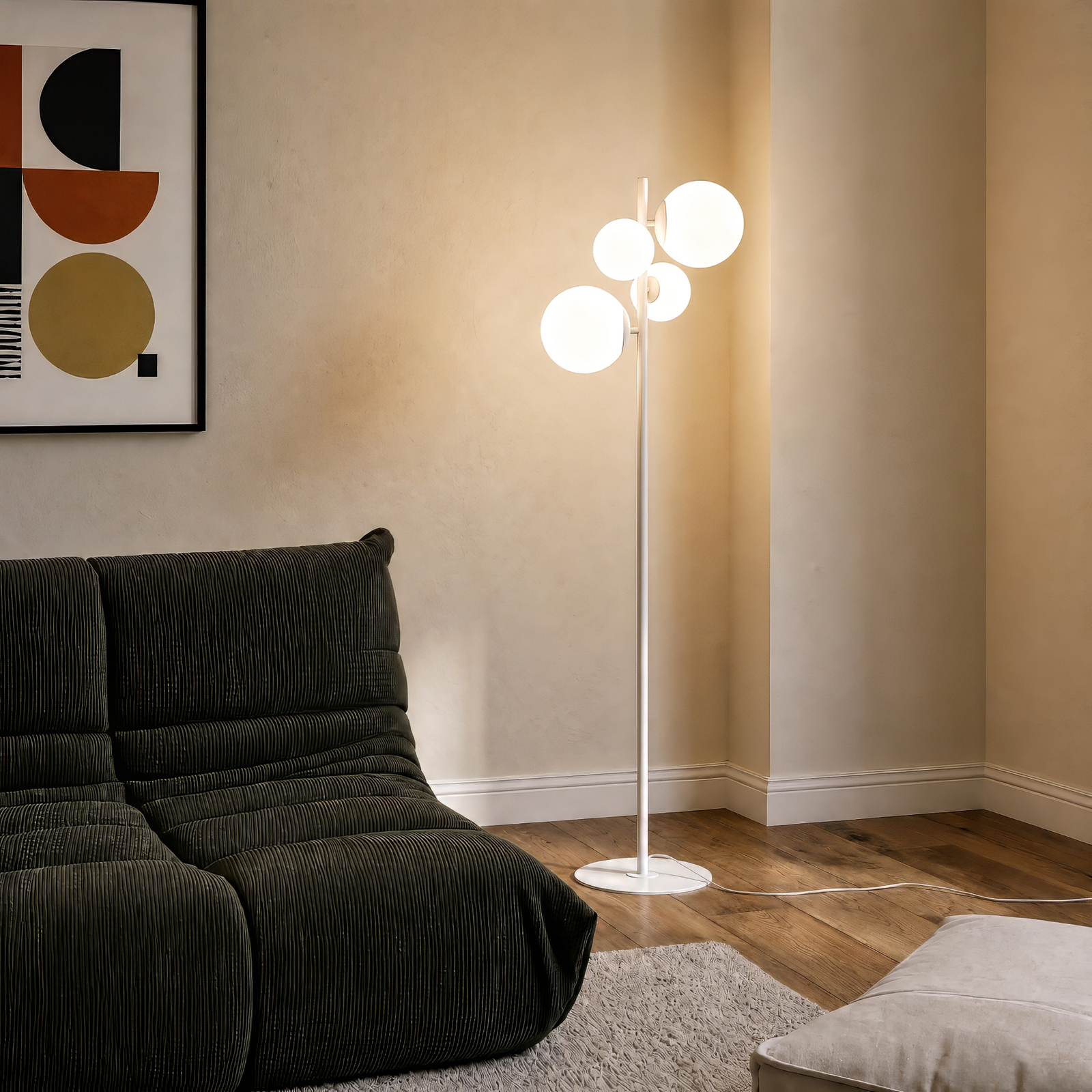 Dione Stehleuchte, weiß, 4-flammig - ALDEX