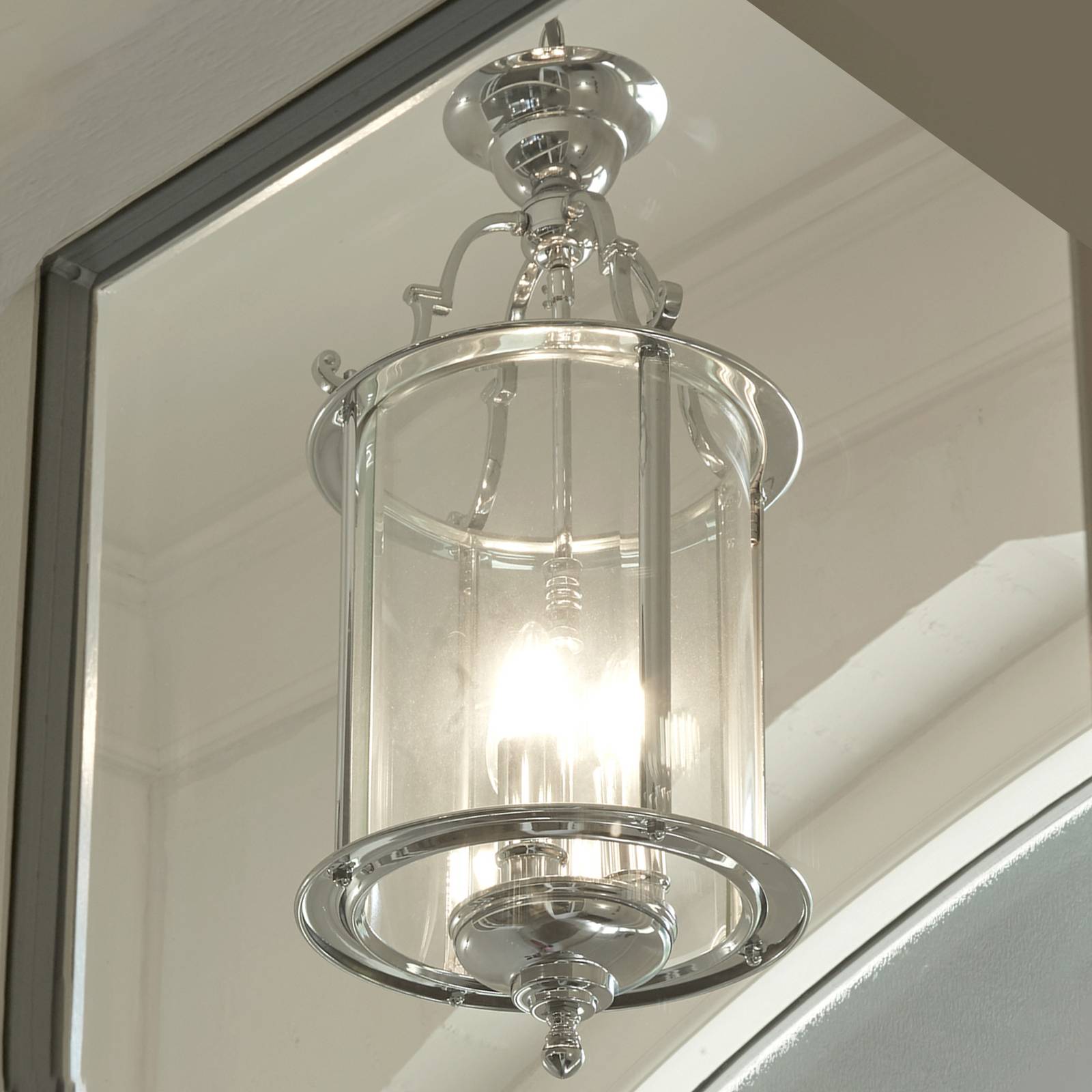 Photos - Chandelier / Lamp Searchlight Bevelled Lantern pendant light, glass, chrome 