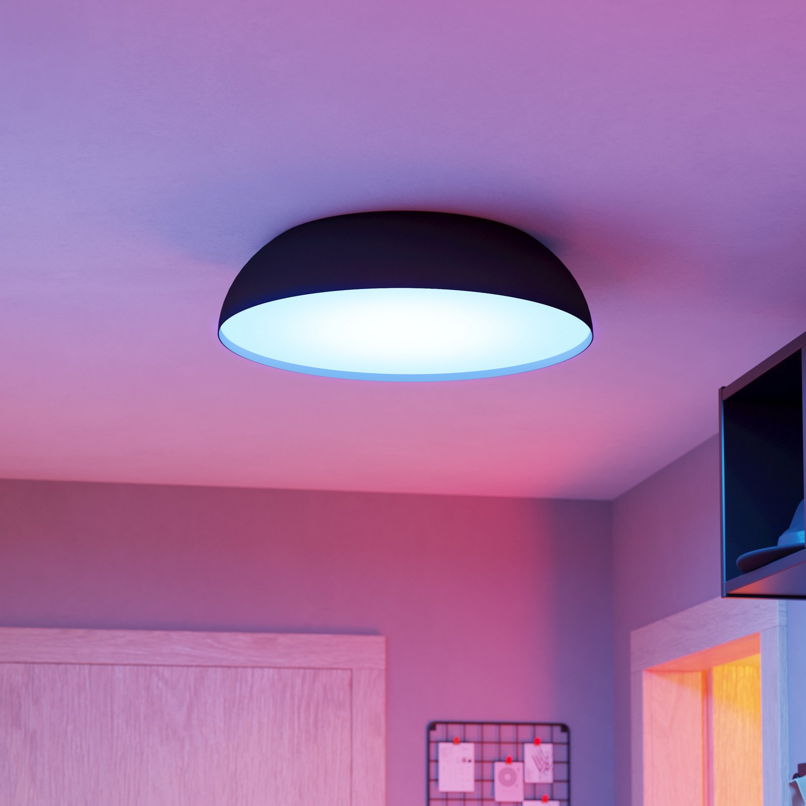 Hanglamp Tabley, kleur zwart/naturel, 89 cm, stof, 3-lamps.