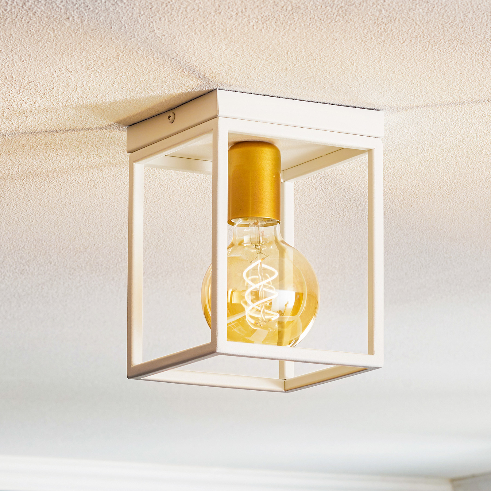 Plafondlamp Aramis, 1-lamp, wit/goud