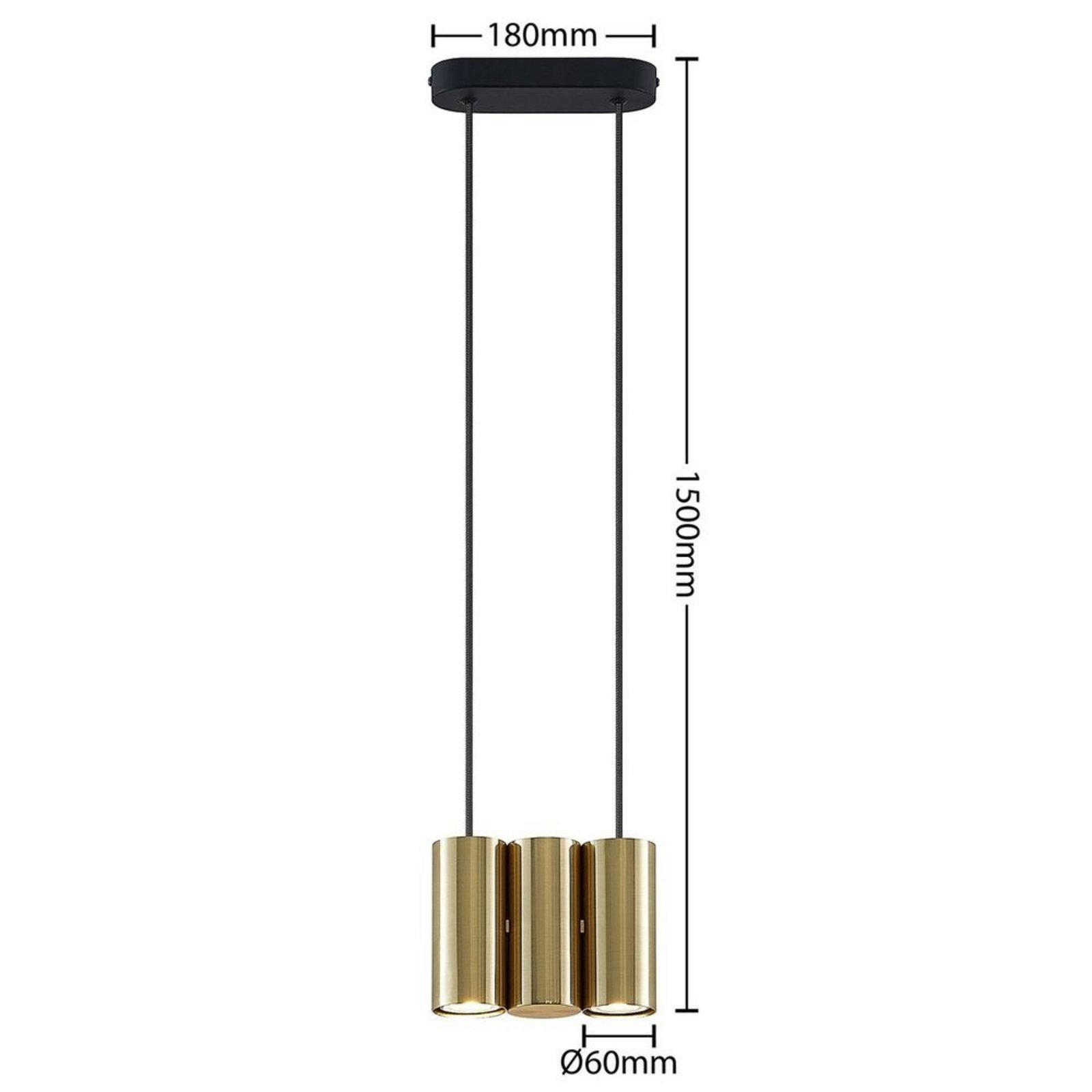 Cesur 3 Lustră Pendul Brass - Lucande