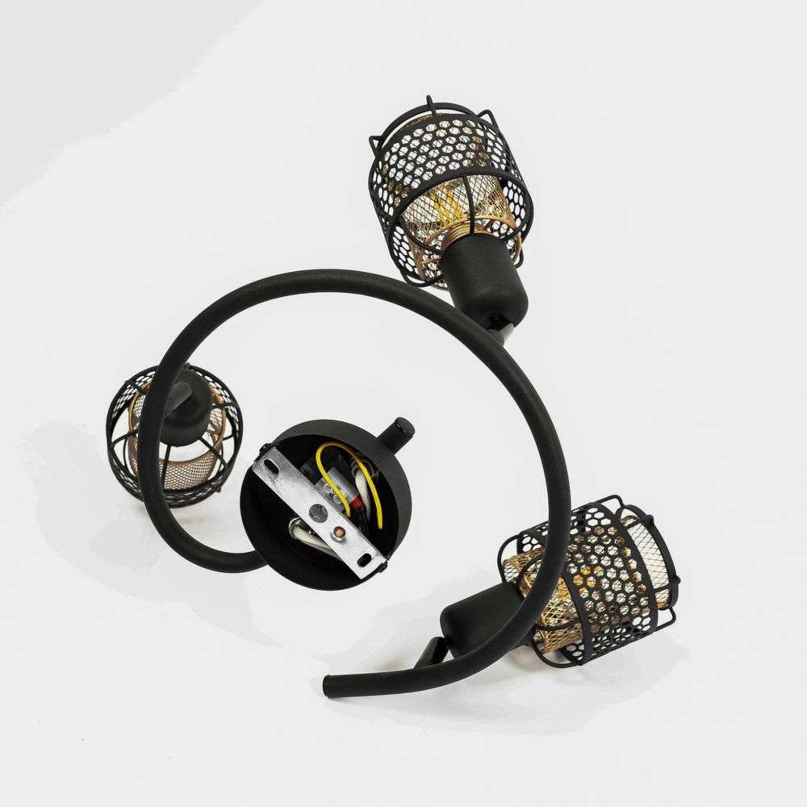 Eudoria 3 Round Kattovalaisin Black/Gold - Lindby
