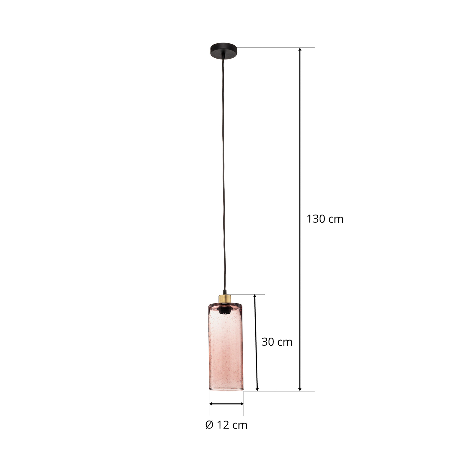 Závěsné svítidlo Skleněný válec ze sodovkového skla rosé Ø 12 cm