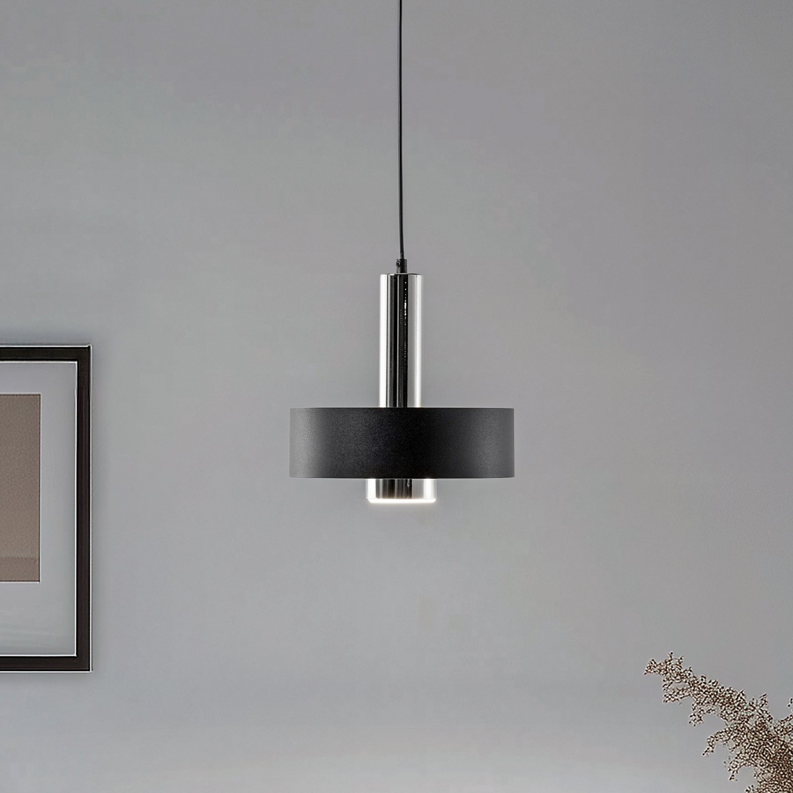 Lampă suspendată Rif Lux, negru/argintiu, Ø 25 cm, oțel Lampă suspendată Rif Lux, negru/argintiu, Ø 25 cm, oțel