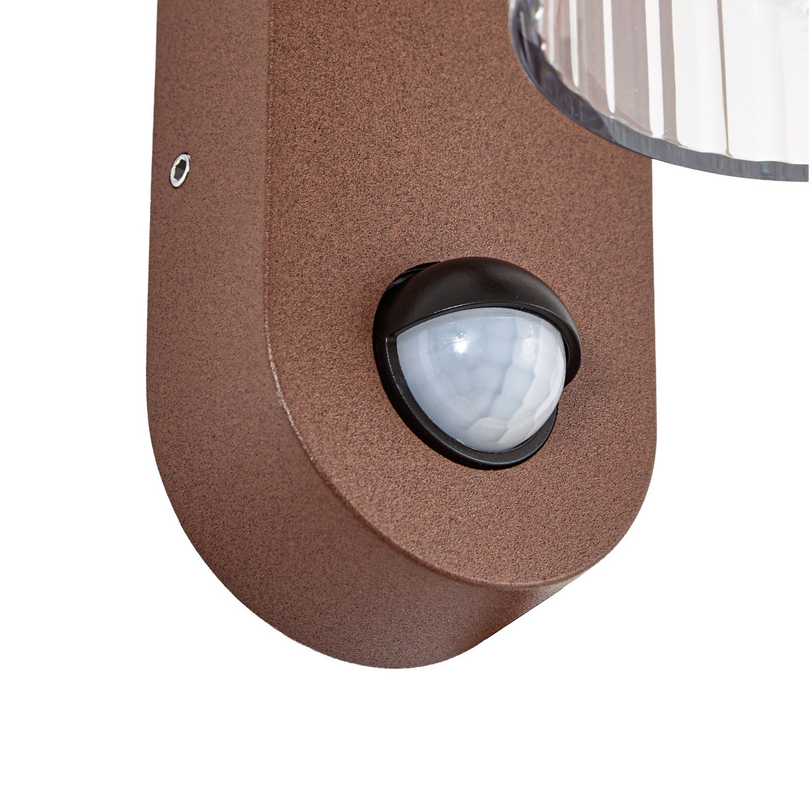 Lindby utendørs vegglampe Kaliro, rust, 24 cm, IP54, sensor