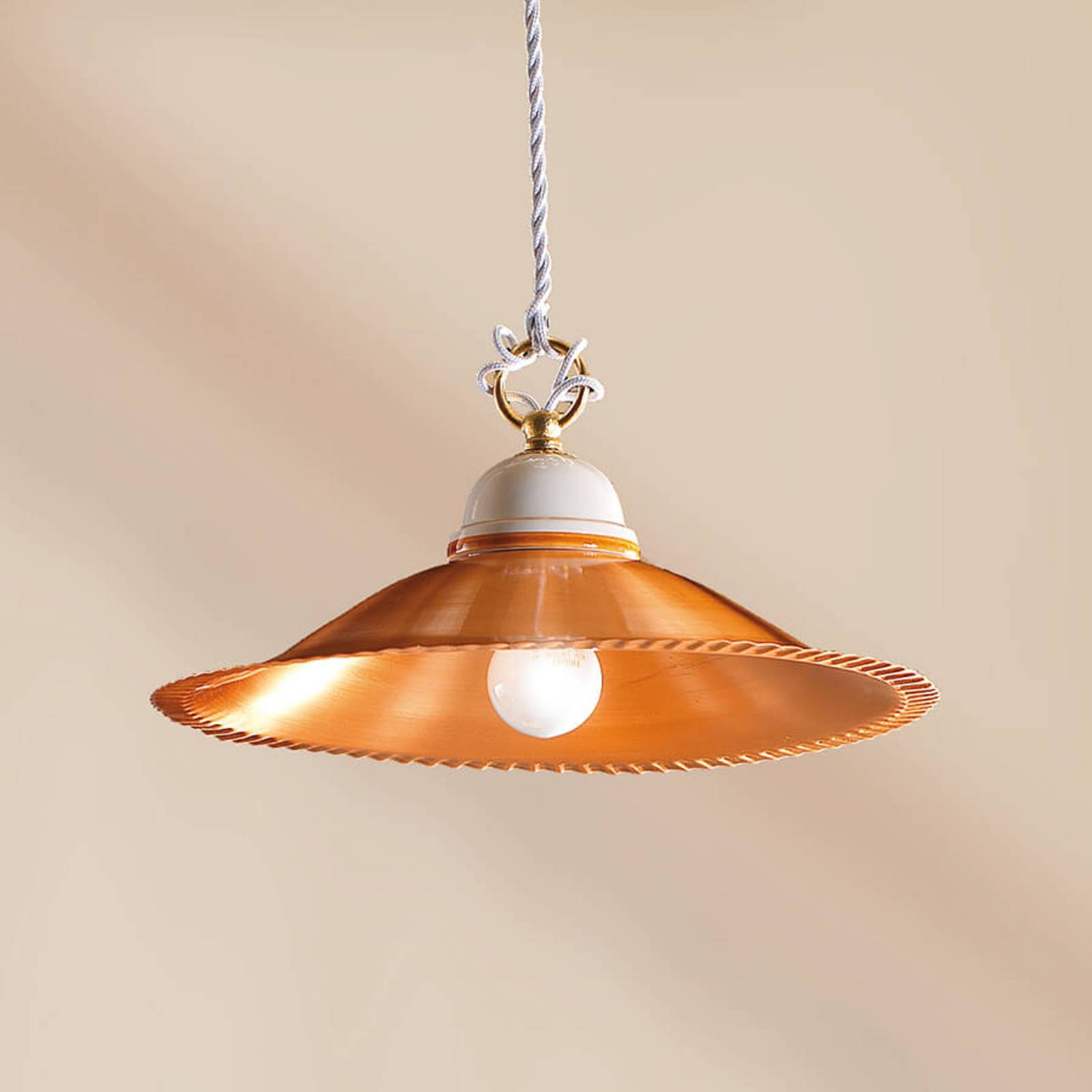 Ceramiche Luisa – suspension classique abat-jour en cuivre