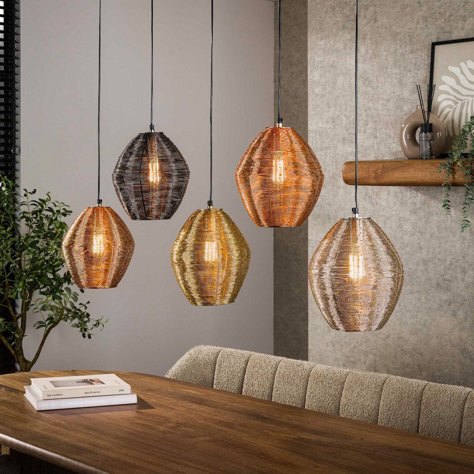 Zijlstra Lampă suspendată Spoelamp multicolor metal 5 becuri E27 - Camera de zi / sufragerie - Modern - antracit auriu argintiu cupru
