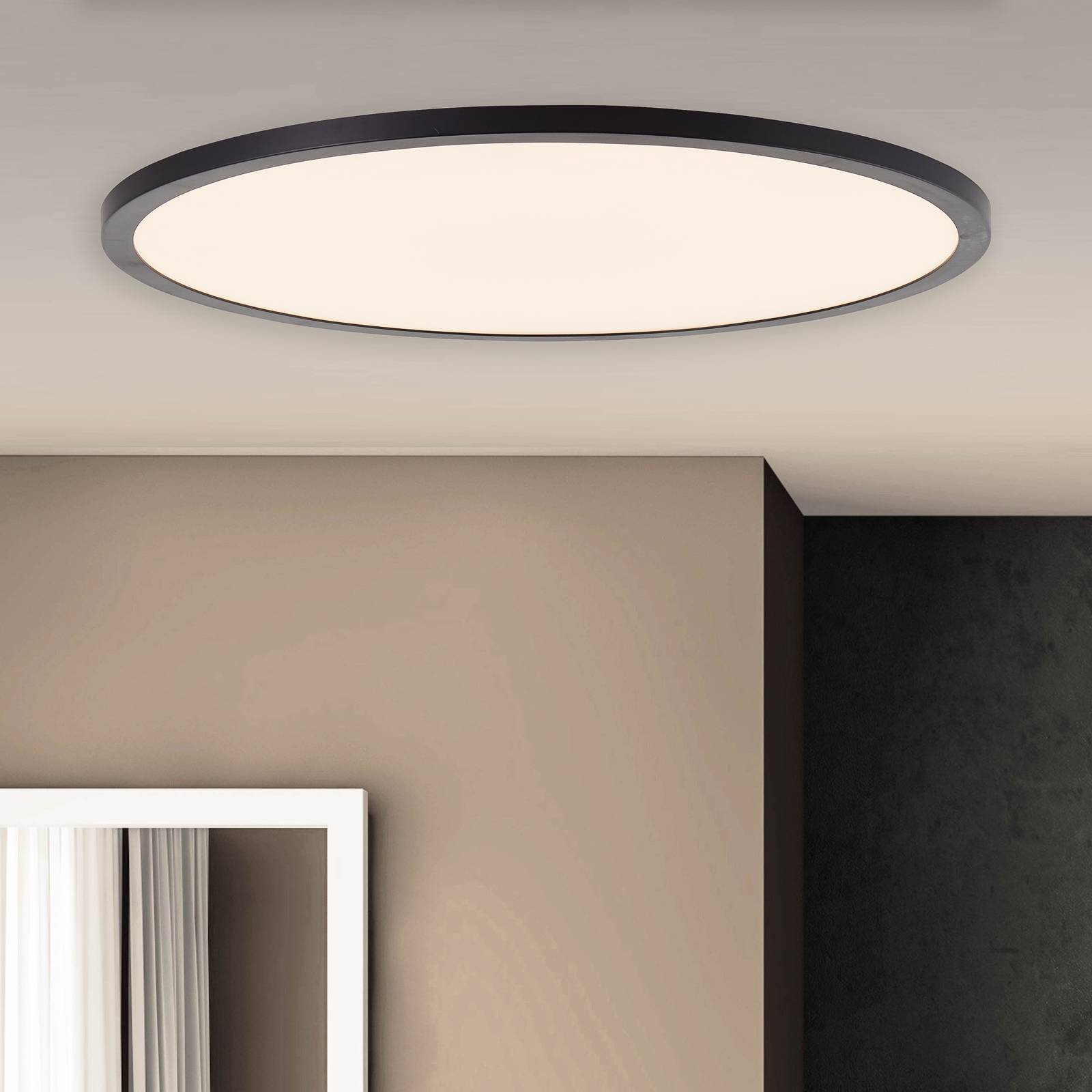 Tuco CCT LED ceiling lamp, dimmer, black Ø 50 cm