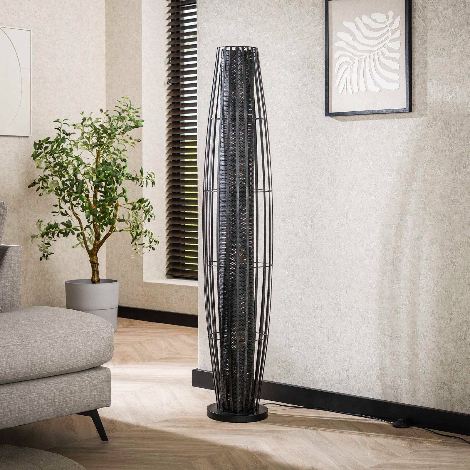 Stehlampe Dublindo, Höhe 150 cm, anthrazit, Metall, 4 x E27