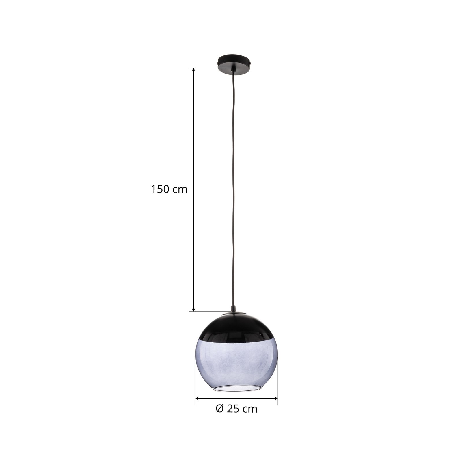 Hira hanging light, one-bulb, black/grey