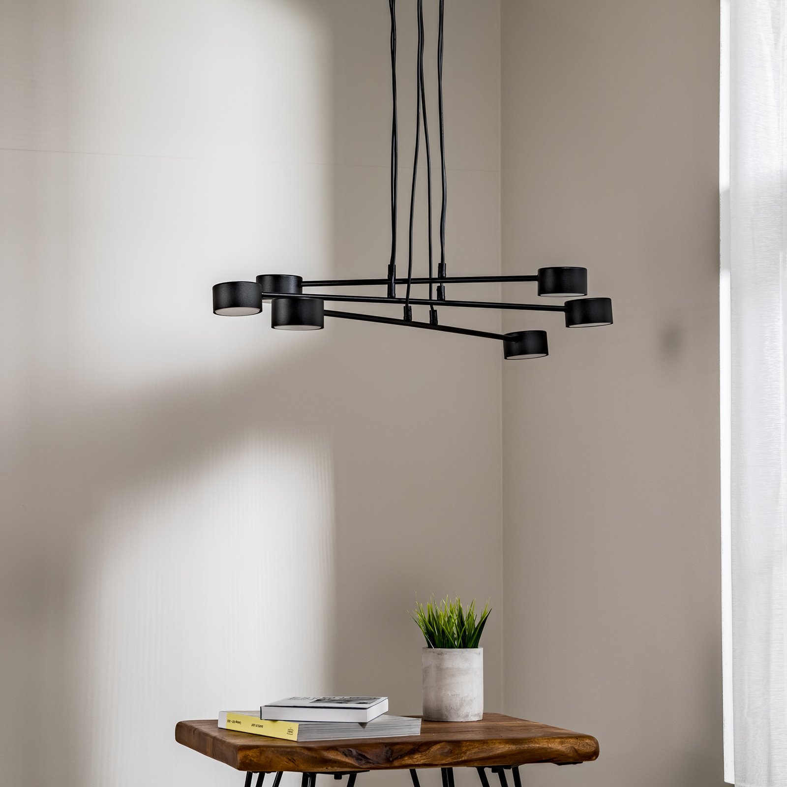 Modus 6 hanglamp, staal, 6-lamps, GX 53, zwart