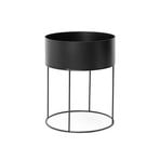 ferm LIVING Jardinera redonda, negra, Ø 40 cm, acero