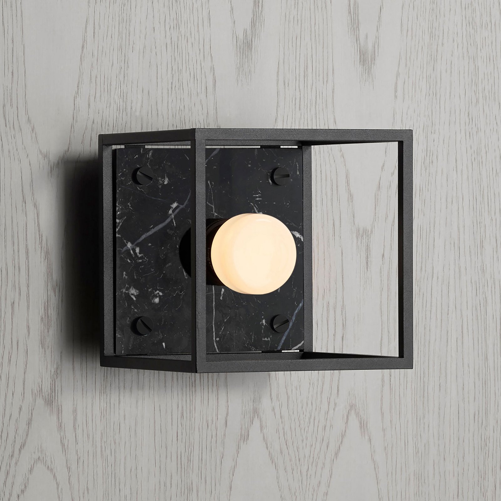 Buster + Punch wall light Caged Wall small, black marble