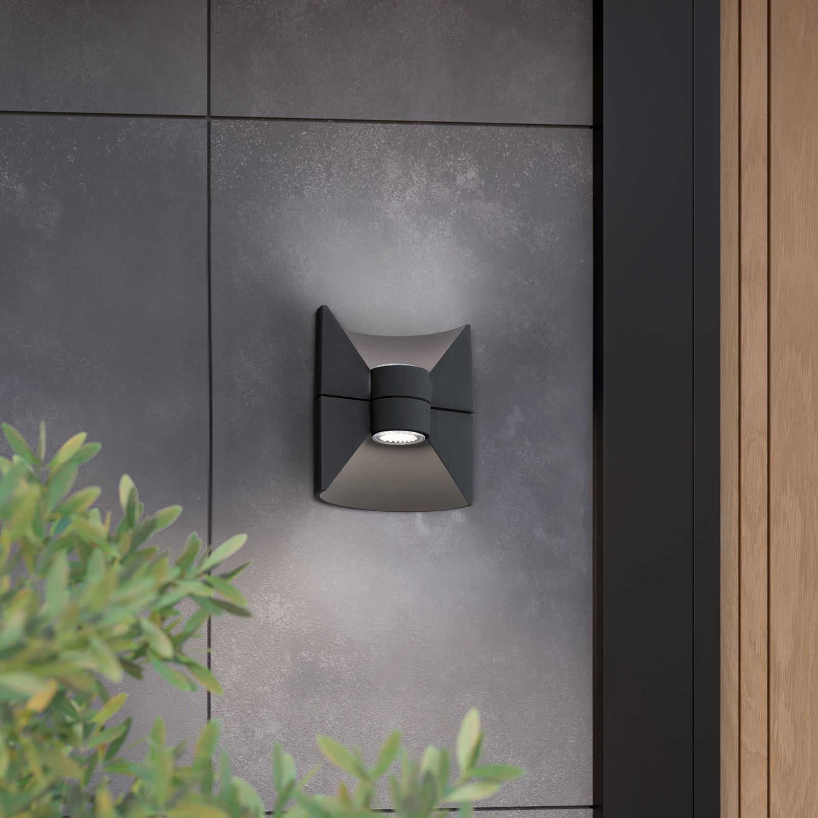 LED-Außenwandlampe Redondo, anthrazit, Höhe 17 cm, 2-flg.