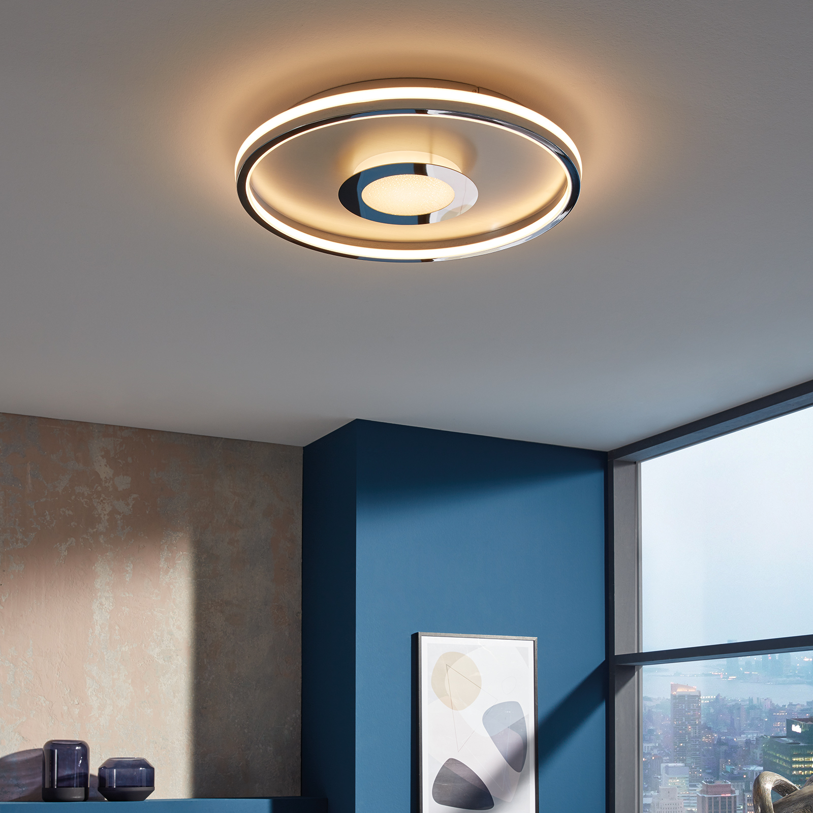 LED ceiling light Bug round, chrome