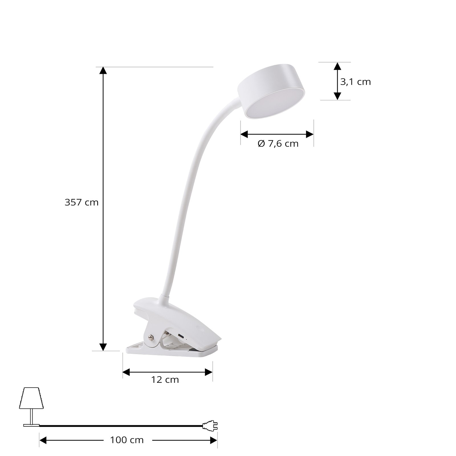Maori LED Portable Bordslampa w/Klämma Vit - Lindby