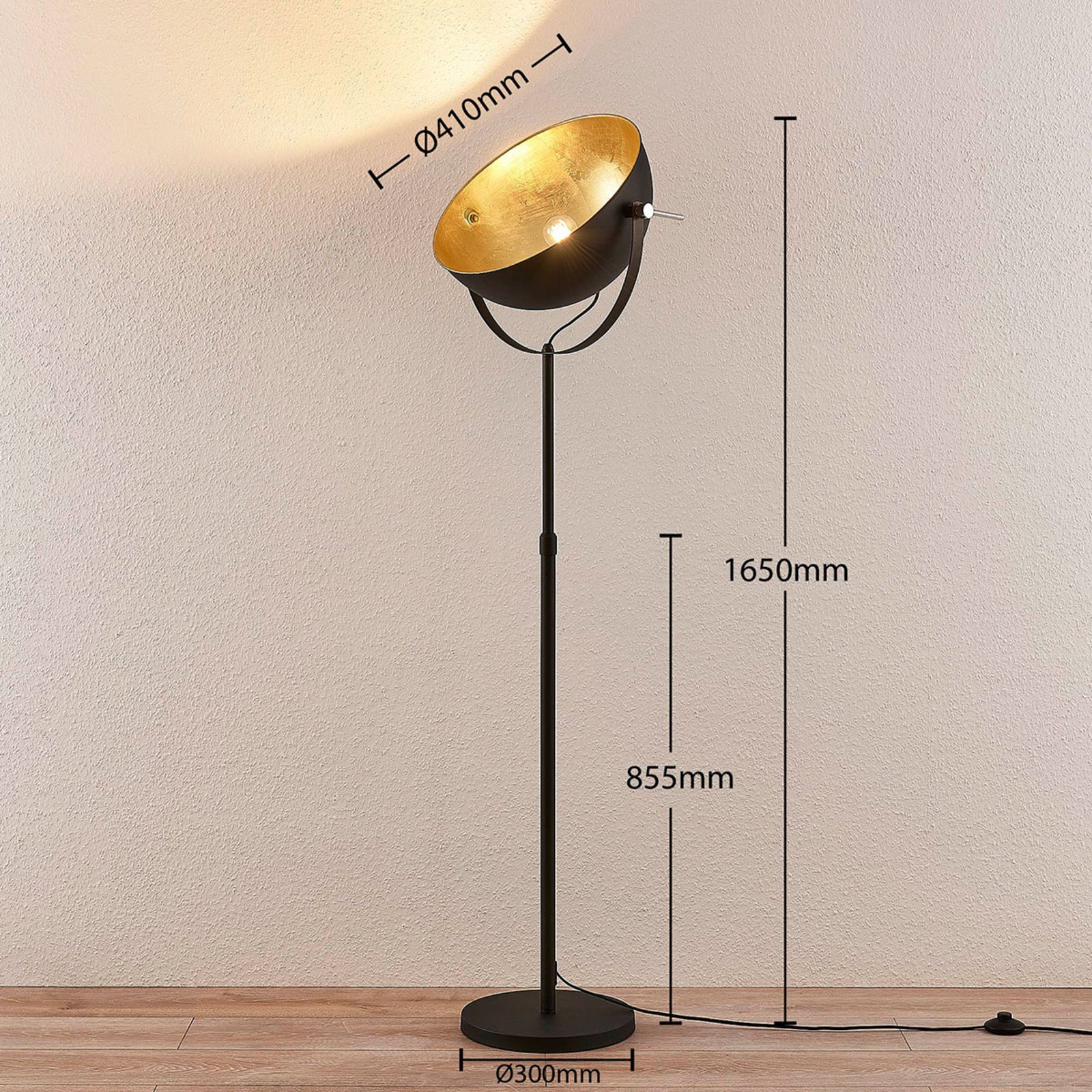 Lampa stojąca Muriel 1-punktowa czarna/złota