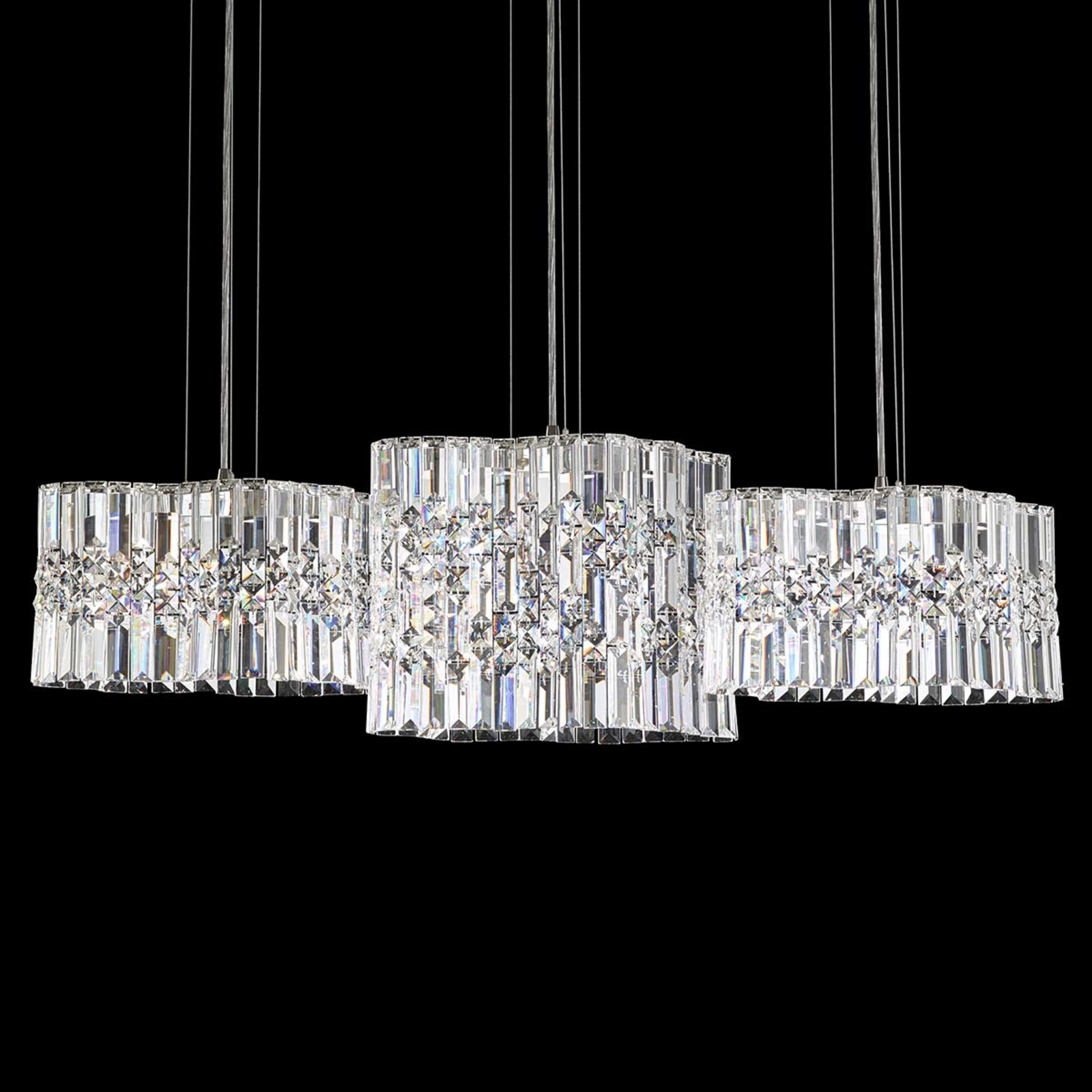 Swarovski Selene crystal LED hanging light, 100 cm, for Living / Dining Room, stainless steel, crystal, 8 W, energy efficiency: A+, L: 100 cm, W: 22 cm, H: 28 cm