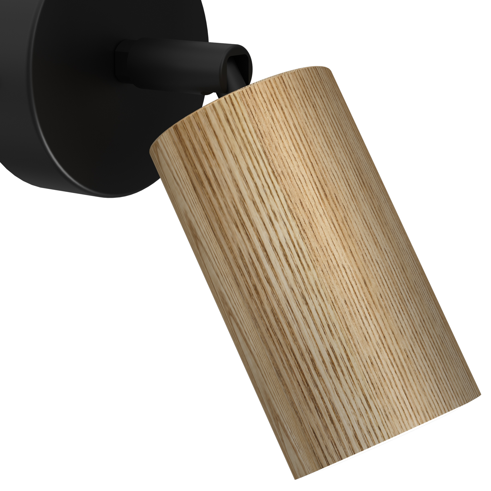 Wandlamp Nise, 1-lamp, zwart staal, hout