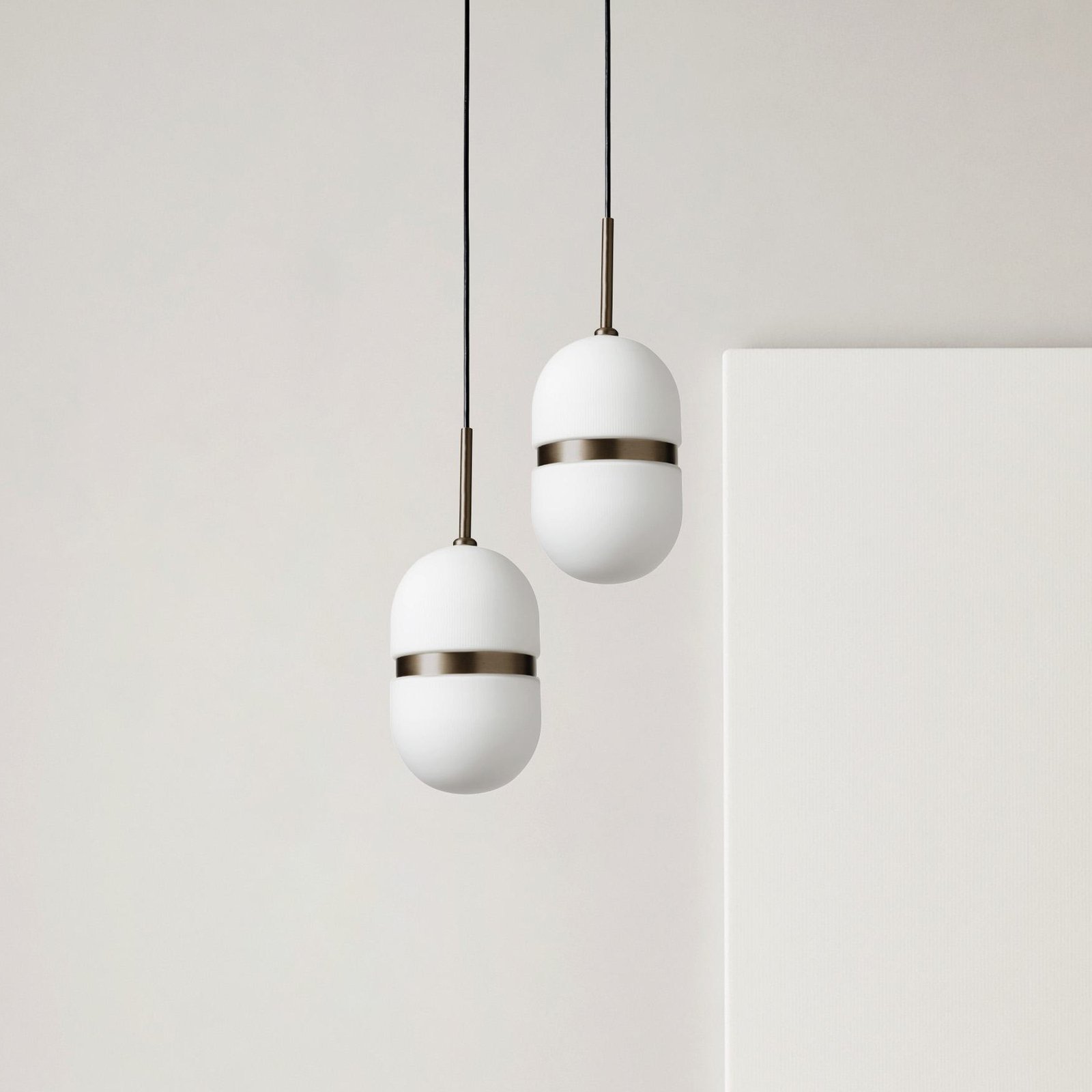 Suspension Domu, Ø 15 cm, bronze/blanc, verre, GX53