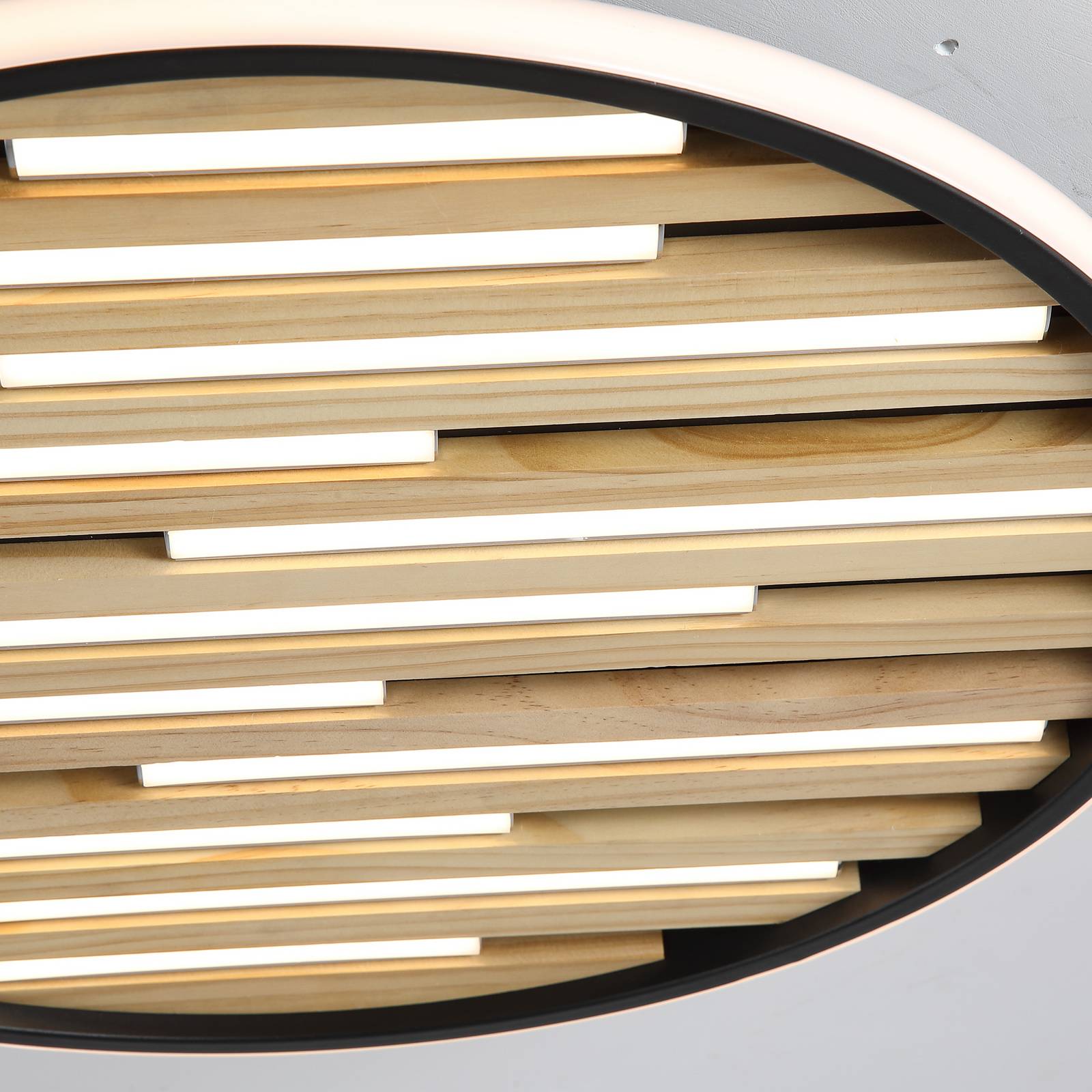 Lampa sufitowa LED Equalise, Ø 49 cm, czarna/jasnobrązowa, metal