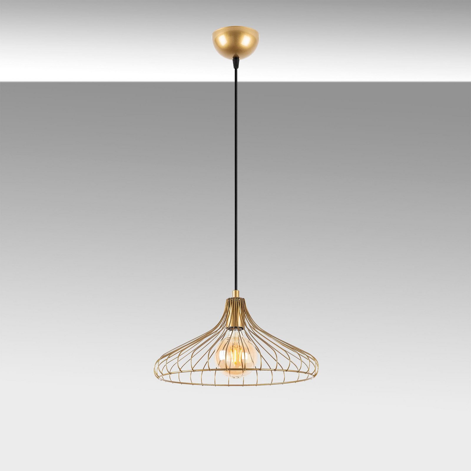 Depay pendant light, gold, 1-bulb, metal, Ø 36 cm, E27