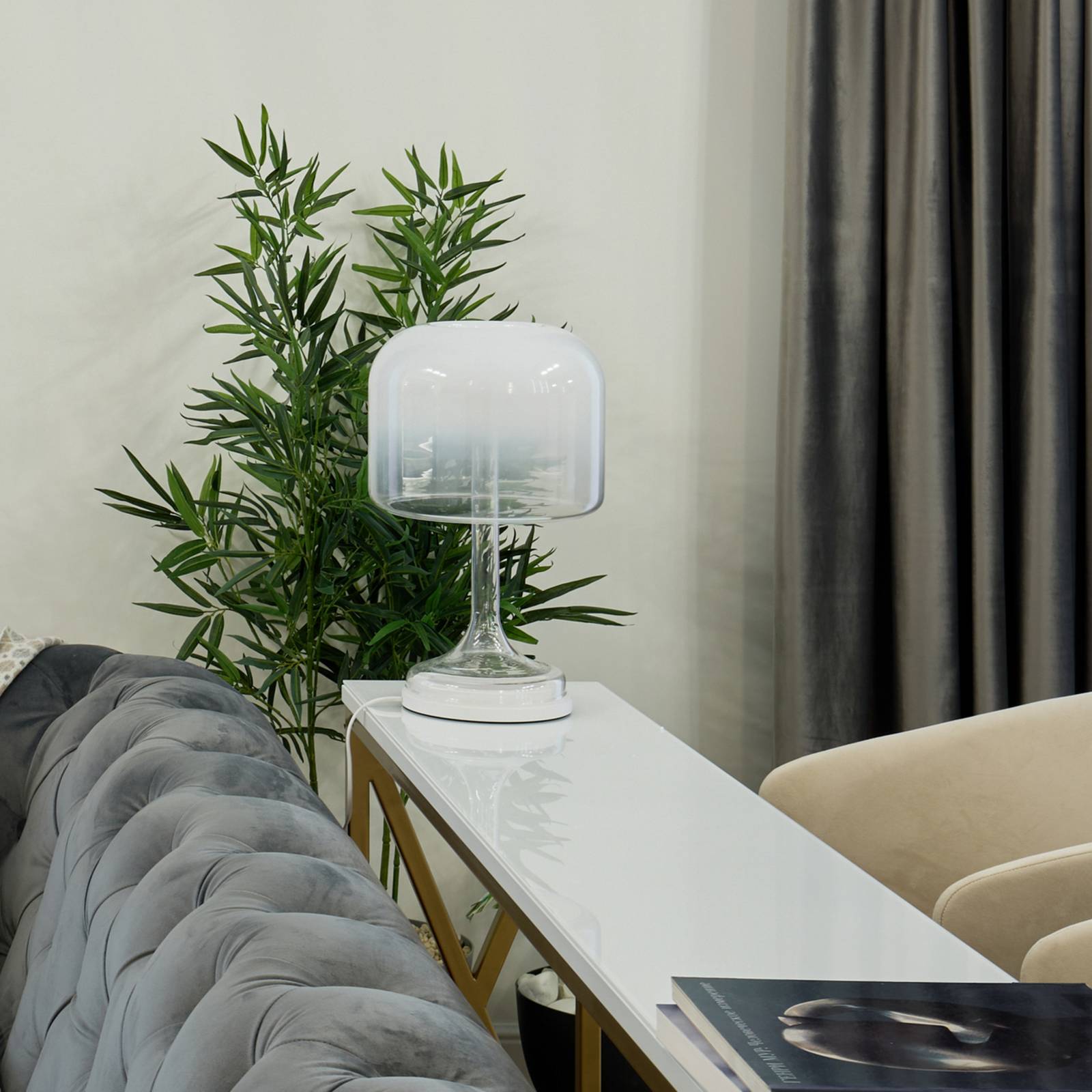 Maytoni LED-Tischleuchte Spirito, weiß, Glas, Höhe 42 cm günstig online kaufen