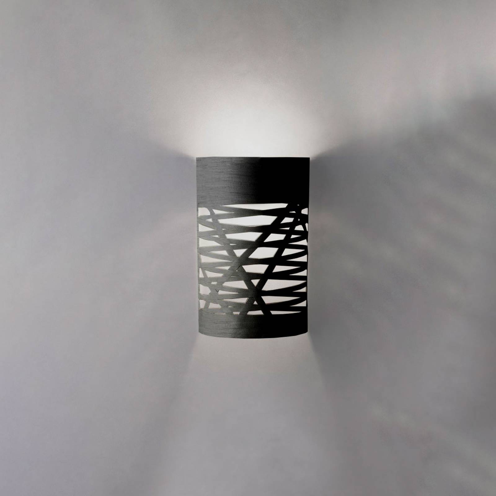 FOSCARINI Foscarini Tress piccola wall lamp, black, for Living / Dining Room, fibreglass composite material, metal, aluminium, R7s, 120 W, energy efficiency: A++, W: 25 cm, H: 40 cm