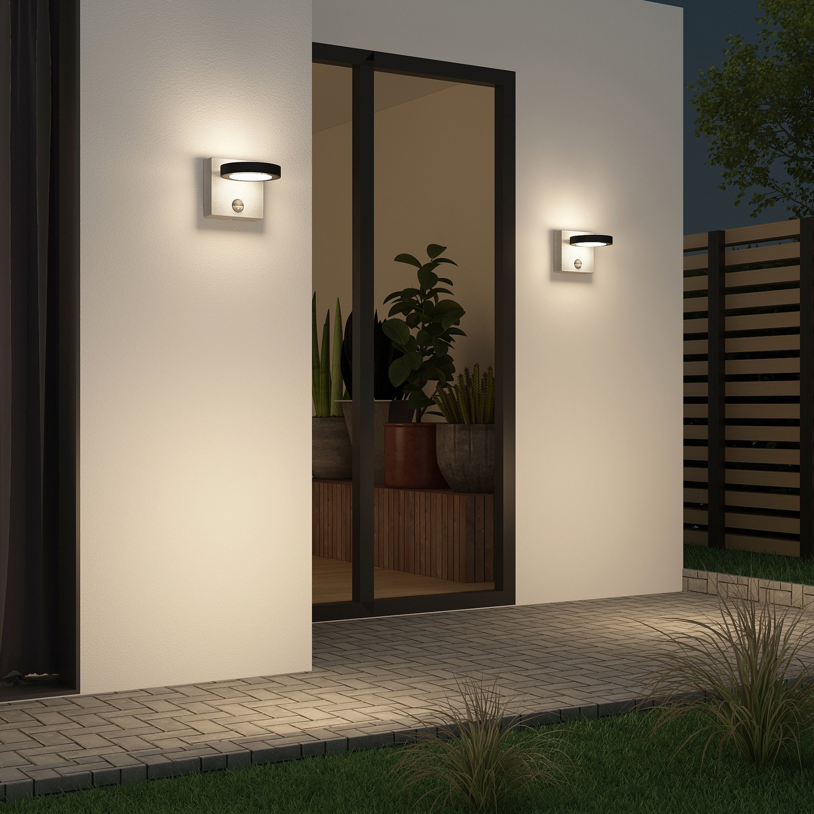 Lucande Belna LED venkovní světlo, beton, čidlo
