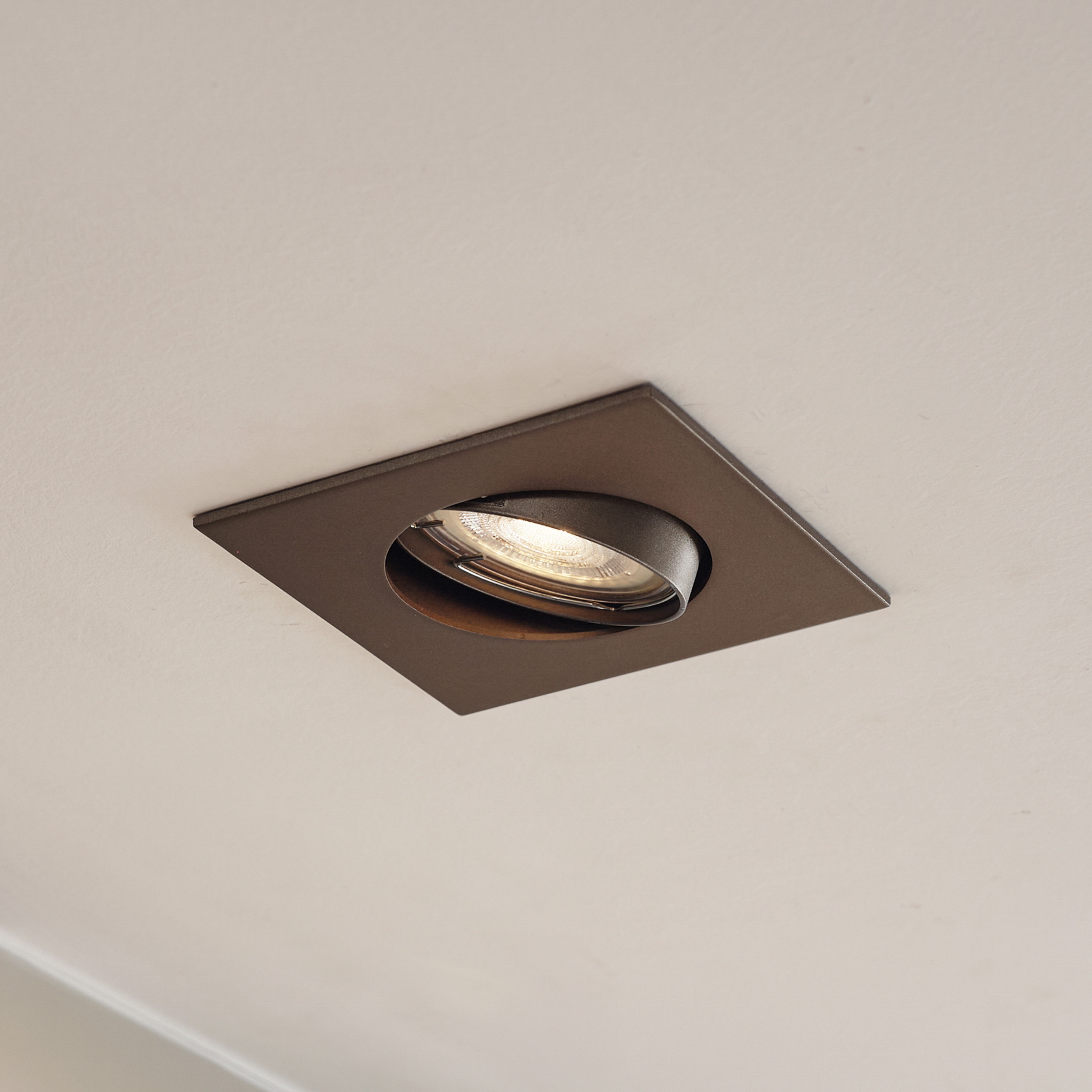 Prios Luminaire encastrable Fibur, bronze mat, 9 cm, GU10