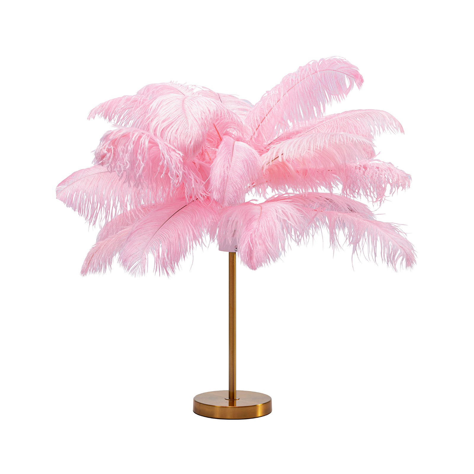 KARE Feather Palm lampa stołowa z piórami, różowa