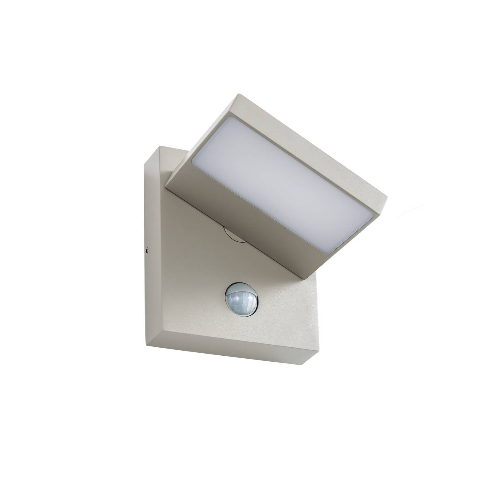 Lucande LED-Außenwandleuchte Silvan, steingrau, Sensor, IP54