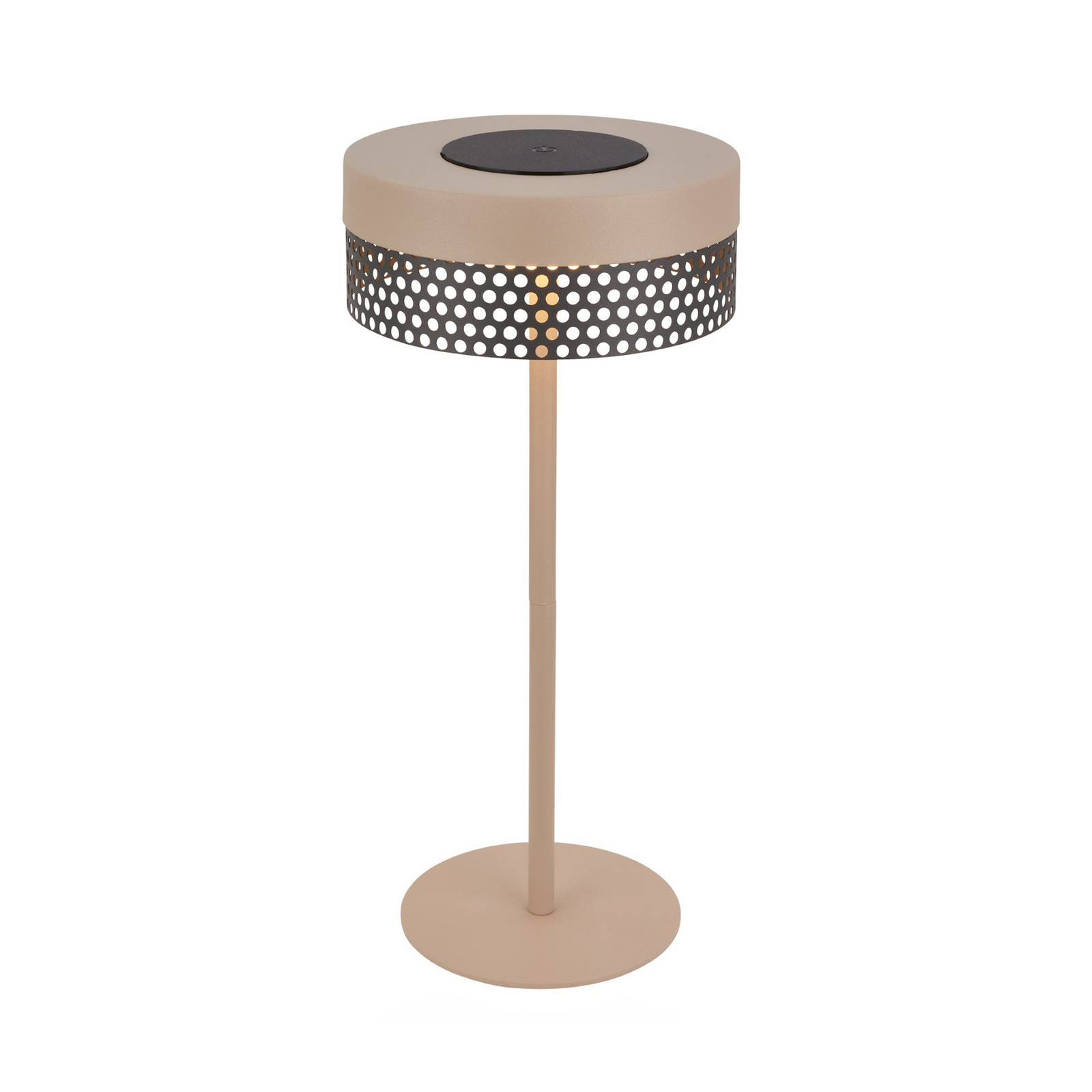 Akku-Tischleuchte Booha, beige, Metall, IP44, dimmbar