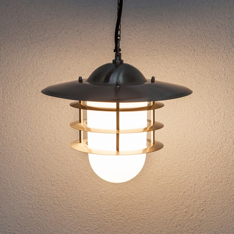 Dekoracyjna zewnętrzna lampa wisząca Mian, stal