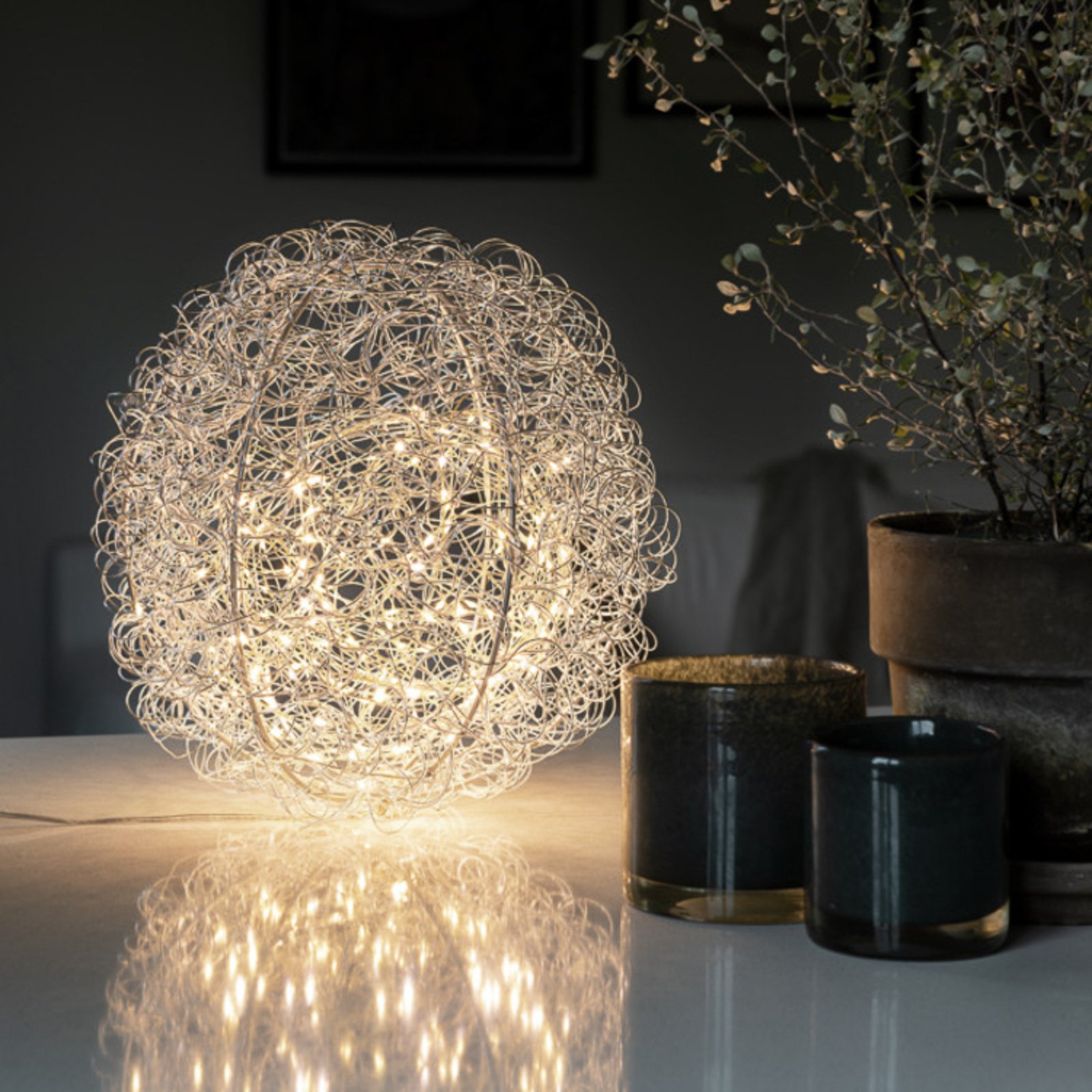 Bola de arame luminoso decorativa LED, Ø 30cm, 160 LEDs