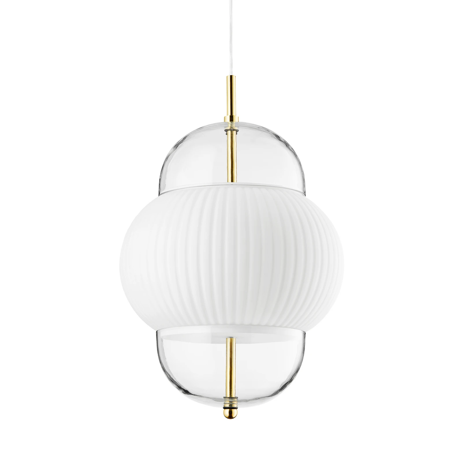 Lampada a sospensione Shahin XL, Ø 38 cm, a 5 luci, bianco / trasparente,