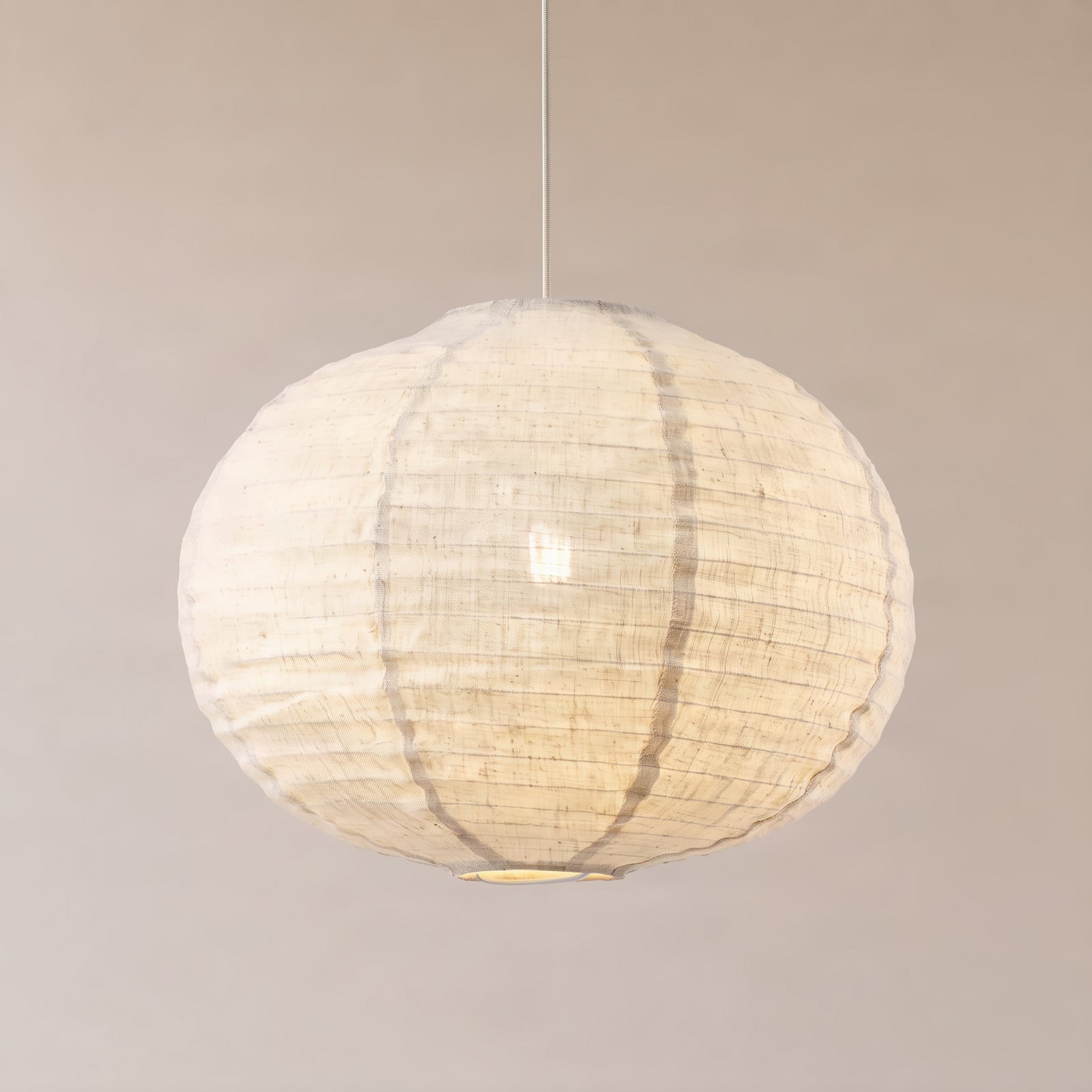 Autumn hengelampe, beige, Ø 40 cm, lin, kuleformet – Lindby - Stue - Skandinavisk - Stoff / Tekstil