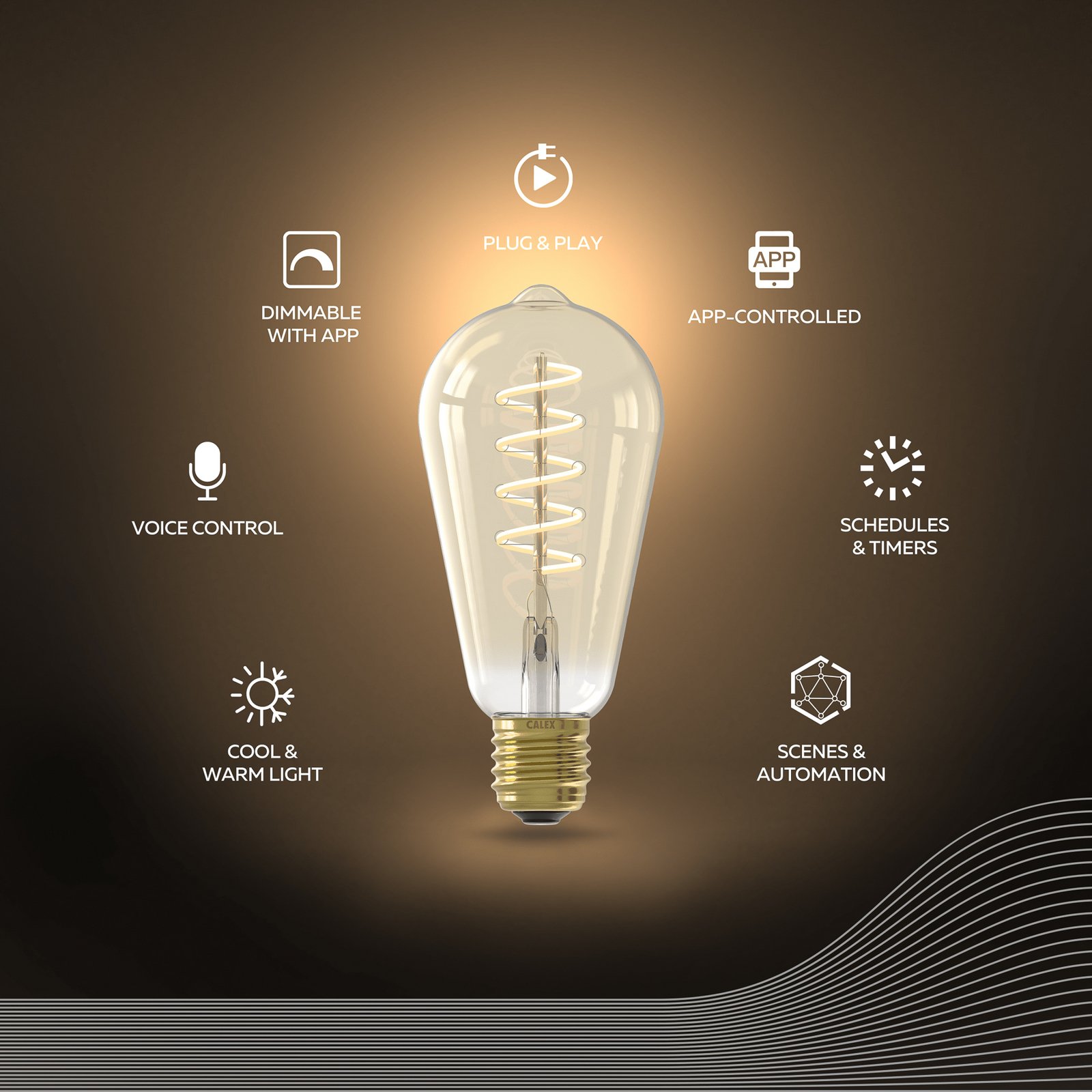 Calex Smart LED E27 7W ST64 1800 - 3000 K Filament 2-pack