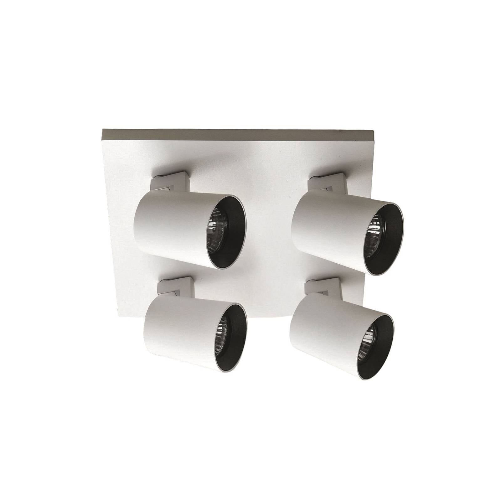 Spot Modo, 4-flammig, weiß, Zierringe, GU10, Aluminium