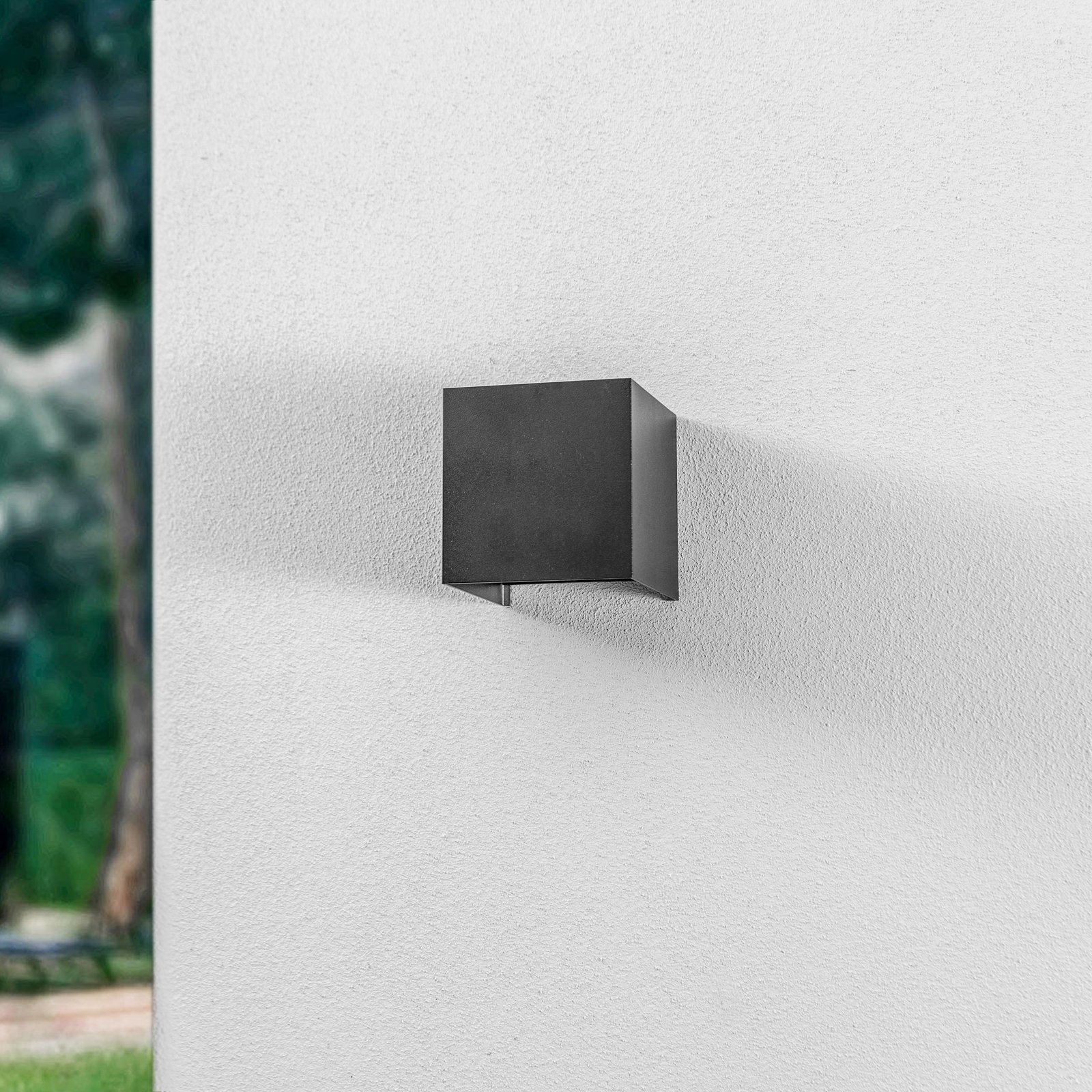 Lindby LED outdoor wall light Nivar, angular, black, metal